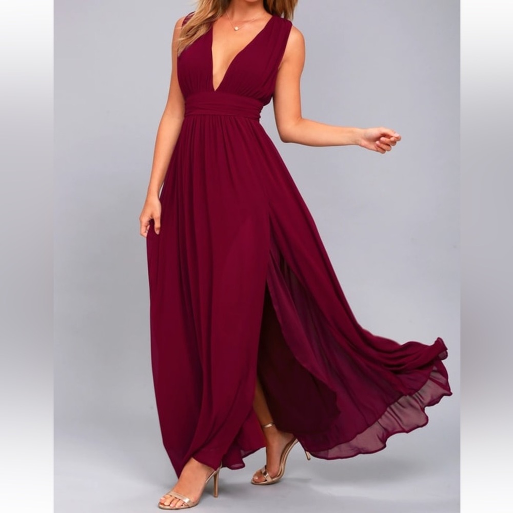 Lulus Heavenly Hues Burgundy Maxi
Dress